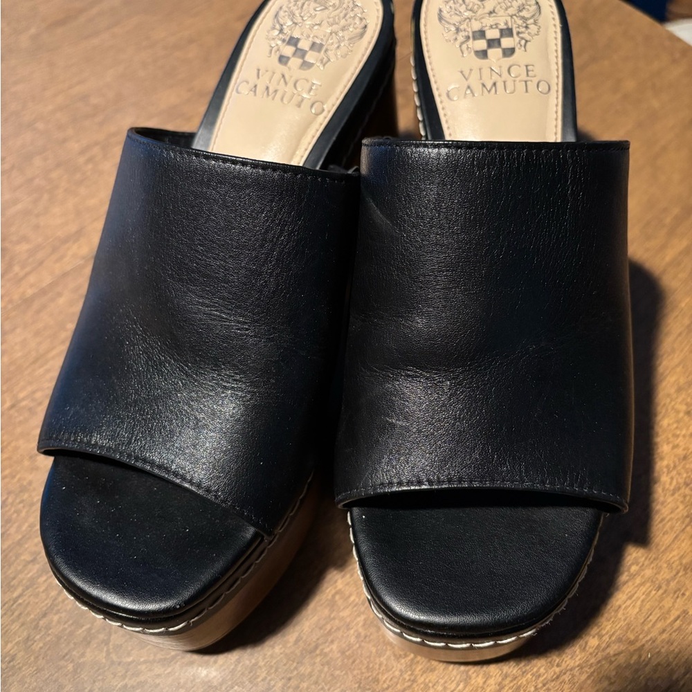 Vince Camuto Black Mules Classic Slip-On Design